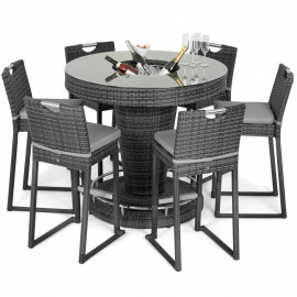 6 Seat Bar Set with Ice Bucket / Grey 6 Seat Bar Set with Ice Bucket / Grey