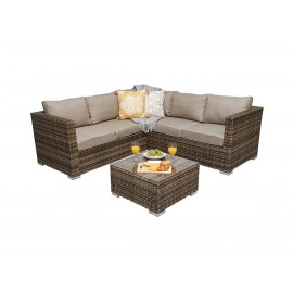 GEORGIA Corner Sofa Set Mixed Brown