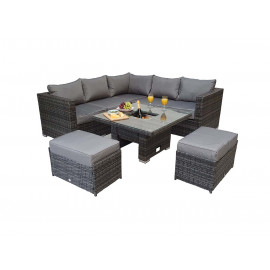 GEORGIA Corner Hi/Low Dining Set Grey With Ice Bucket GEORGIA Corner Hi/Low Dining Set Grey With Ice Bucket