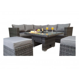 GEORGIA Corner Hi/Low Dining Set Grey With Ice Bucket GEORGIA Corner Hi/Low Dining Set Grey With Ice Bucket