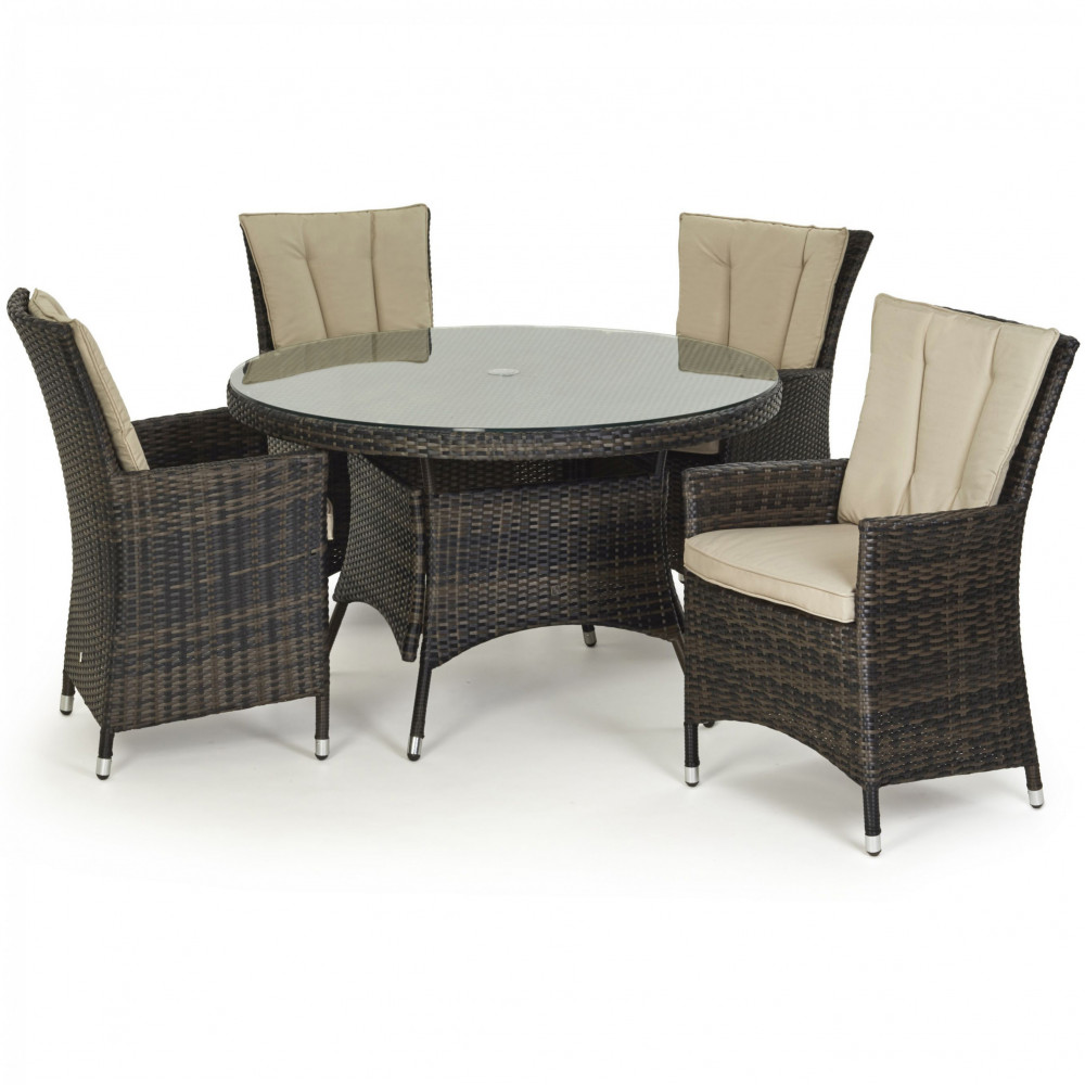 LA 4 Seat Round Dining Set / Brown LA 4 Seat Round Dining Set / Brown