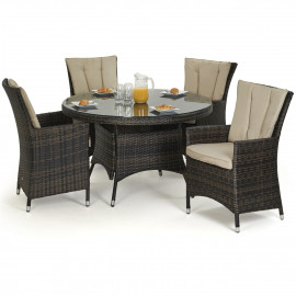 LA 4 Seat Round Dining Set / Brown LA 4 Seat Round Dining Set / Brown