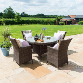 LA 4 Seat Round Dining Set / Brown LA 4 Seat Round Dining Set / Brown