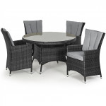 LA 4 Seat Round Dining Set / Grey LA 4 Seat Round Dining Set / Grey