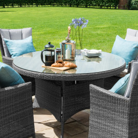 LA 4 Seat Round Dining Set / Grey LA 4 Seat Round Dining Set / Grey