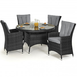 LA 4 Seat Round Dining Set / Grey LA 4 Seat Round Dining Set / Grey