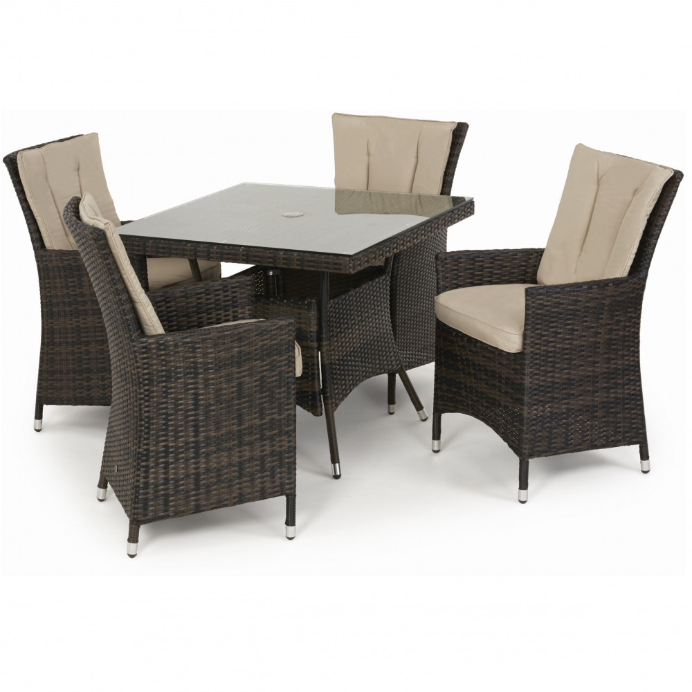 LA 4 Seat Square Dining Set / Brown LA 4 Seat Square Dining Set / Brown