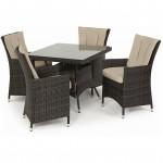 LA 4 Seat Square Dining Set / Brown LA 4 Seat Square Dining Set / Brown