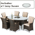 LA 6 Seat Oval Ice Bucket Dining Set with Lazy Susan / Brown LA 6 Seat Oval Ice Bucket Dining Set with Lazy Susan / Brown