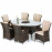 LA 6 Seat Oval Ice Bucket Dining Set with Lazy Susan / Brown