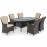 LA 6 Seat Oval Ice Bucket Dining Set with Lazy Susan / Brown