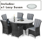 LA 6 Seat Oval Ice Bucket Dining Set with Lazy Susan / Grey LA 6 Seat Oval Ice Bucket Dining Set with Lazy Susan / Grey