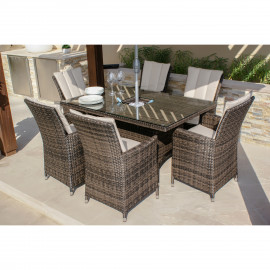 LA 6 Seat Rectangular Ice Bucket Dining Set / Brown LA 6 Seat Rectangular Ice Bucket Dining Set / Brown