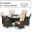 LA 6 Seat Round Ice Bucket Dining Set with Lazy Susan / Brown