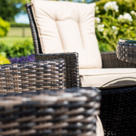 LA 6 Seat Round Ice Bucket Dining Set with Lazy Susan / Brown LA 6 Seat Round Ice Bucket Dining Set with Lazy Susan / Brown