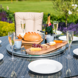 LA 6 Seat Round Ice Bucket Dining Set with Lazy Susan / Brown LA 6 Seat Round Ice Bucket Dining Set with Lazy Susan / Brown