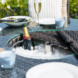 LA 6 Seat Round Ice Bucket Dining Set with Lazy Susan / Brown LA 6 Seat Round Ice Bucket Dining Set with Lazy Susan / Brown