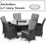 LA 6 Seat Round Ice Bucket Dining Set with Lazy Susan / Grey LA 6 Seat Round Ice Bucket Dining Set with Lazy Susan / Grey