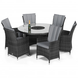 LA 6 Seat Round Ice Bucket Dining Set with Lazy Susan / Grey LA 6 Seat Round Ice Bucket Dining Set with Lazy Susan / Grey
