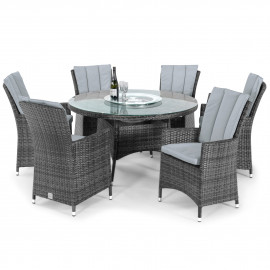 LA 6 Seat Round Ice Bucket Dining Set with Lazy Susan / Grey LA 6 Seat Round Ice Bucket Dining Set with Lazy Susan / Grey