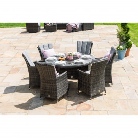 LA 6 Seat Round Ice Bucket Dining Set with Lazy Susan / Grey LA 6 Seat Round Ice Bucket Dining Set with Lazy Susan / Grey