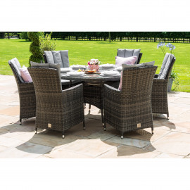 LA 6 Seat Round Ice Bucket Dining Set with Lazy Susan / Grey LA 6 Seat Round Ice Bucket Dining Set with Lazy Susan / Grey