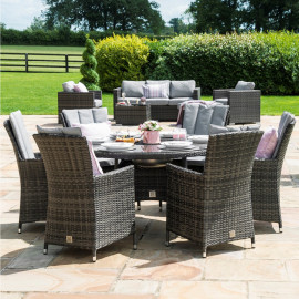 LA 6 Seat Round Ice Bucket Dining Set with Lazy Susan / Grey LA 6 Seat Round Ice Bucket Dining Set with Lazy Susan / Grey