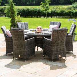 LA 6 Seat Round Ice Bucket Dining Set with Lazy Susan / Grey LA 6 Seat Round Ice Bucket Dining Set with Lazy Susan / Grey