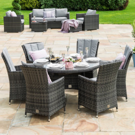 LA 6 Seat Round Ice Bucket Dining Set with Lazy Susan / Grey LA 6 Seat Round Ice Bucket Dining Set with Lazy Susan / Grey