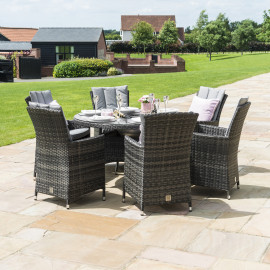 LA 6 Seat Round Ice Bucket Dining Set with Lazy Susan / Grey LA 6 Seat Round Ice Bucket Dining Set with Lazy Susan / Grey