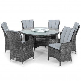 LA 6 Seat Round Ice Bucket Dining Set with Lazy Susan / Grey LA 6 Seat Round Ice Bucket Dining Set with Lazy Susan / Grey