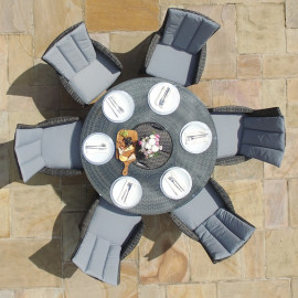 LA 6 Seat Round Ice Bucket Dining Set with Lazy Susan / Grey LA 6 Seat Round Ice Bucket Dining Set with Lazy Susan / Grey