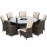LA 8 Seat Round Ice Bucket Dining Set with Lazy Susan / Brown