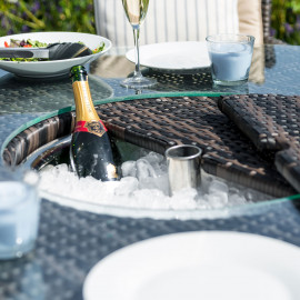 LA 8 Seat Round Ice Bucket Dining Set with Lazy Susan / Brown LA 8 Seat Round Ice Bucket Dining Set with Lazy Susan / Brown