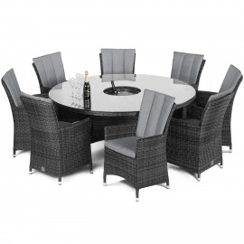 LA 8 Seat Round Ice Bucket Dining Set with Lazy Susan / Grey LA 8 Seat Round Ice Bucket Dining Set with Lazy Susan / Grey