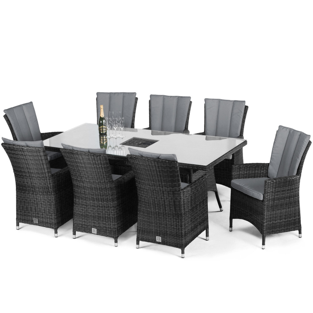 LA 8 Seat Rectangular Ice Bucket Dining Set / Grey