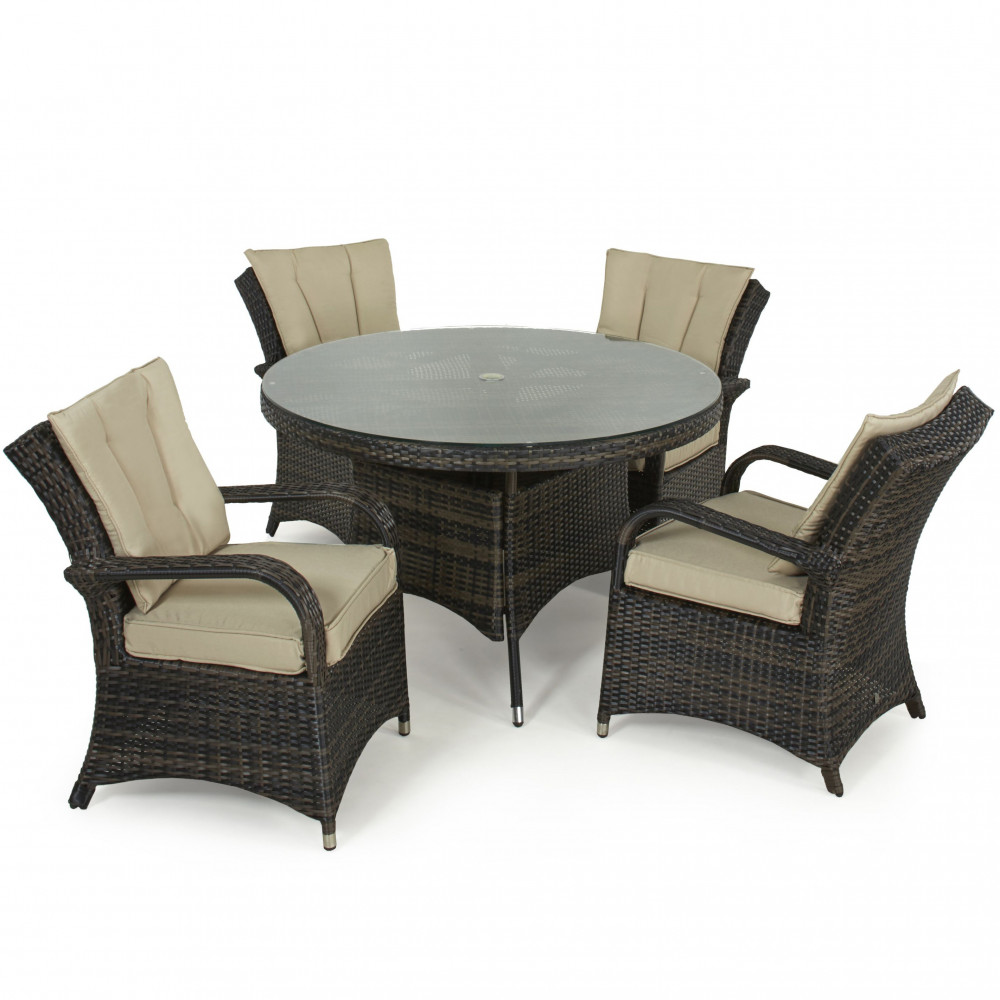 Texas 4 Seat Round Dining Set / Brown Texas 4 Seat Round Dining Set / Brown