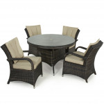 Texas 4 Seat Round Dining Set / Brown Texas 4 Seat Round Dining Set / Brown