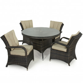 Texas 4 Seat Round Dining Set / Brown