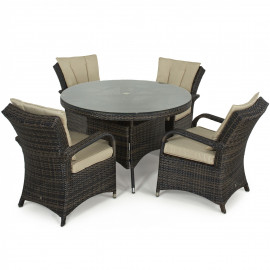 Texas 4 Seat Round Dining Set / Brown Texas 4 Seat Round Dining Set / Brown