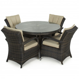 Texas 4 Seat Round Dining Set / Brown Texas 4 Seat Round Dining Set / Brown