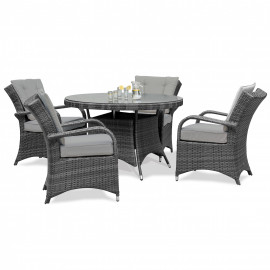 Texas 4 Seat Round Dining Set / Grey