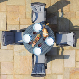 Texas 4 Seat Round Dining Set / Grey Texas 4 Seat Round Dining Set / Grey