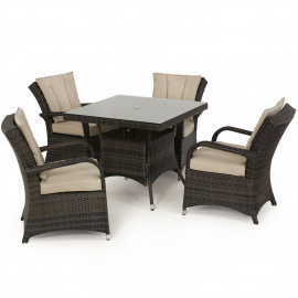 Texas 4 Seat Square Dining Set / Brown