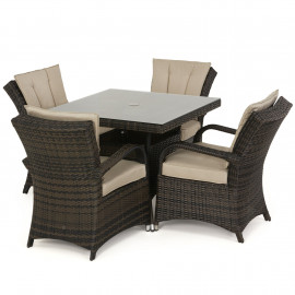 Texas 4 Seat Square Dining Set / Brown Texas 4 Seat Square Dining Set / Brown