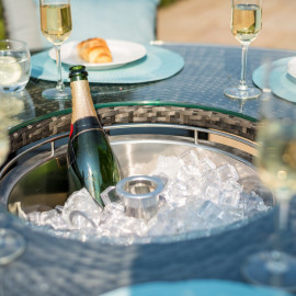 Texas 6 Seat Round Ice Bucket Dining Set with Lazy Susan / Brown Texas 6 Seat Round Ice Bucket Dining Set with Lazy Susan / Brown