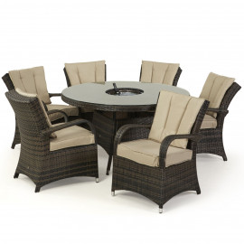 Texas 6 Seat Round Ice Bucket Dining Set with Lazy Susan / Brown Texas 6 Seat Round Ice Bucket Dining Set with Lazy Susan / Brown