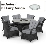 Texas 6 Seat Round Ice Bucket Dining Set with Lazy Susan / Grey Texas 6 Seat Round Ice Bucket Dining Set with Lazy Susan / Grey