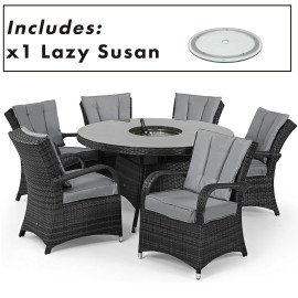 Texas 6 Seat Round Ice Bucket Dining Set with Lazy Susan / Grey