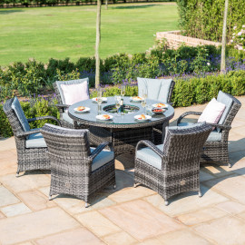 Texas 6 Seat Round Ice Bucket Dining Set with Lazy Susan / Grey Texas 6 Seat Round Ice Bucket Dining Set with Lazy Susan / Grey